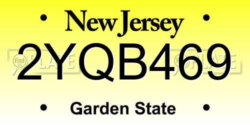 2YQB469 New Jersey License Plate