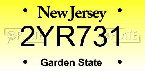 2YR731 New Jersey License Plate