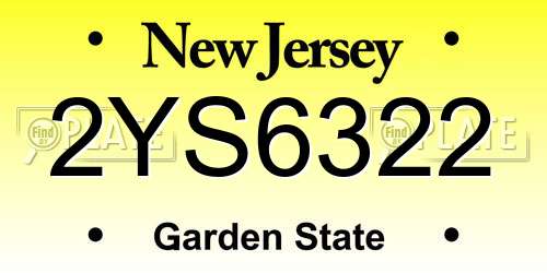 2YS6322 New Jersey License Plate