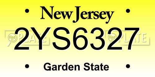 2YS6327 New Jersey License Plate