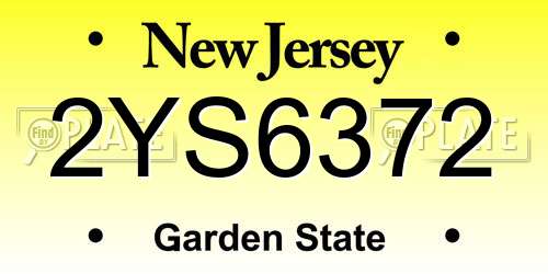 2YS6372 New Jersey License Plate