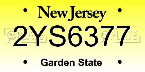 2YS6377 New Jersey License Plate