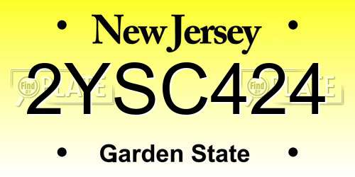 2YSC424 New Jersey License Plate