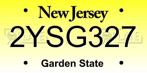 2YSG327 New Jersey License Plate