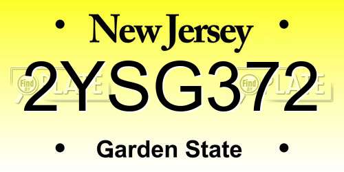 2YSG372 New Jersey License Plate