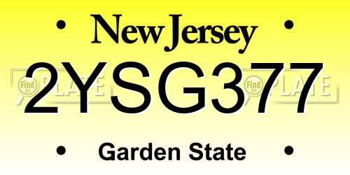 2YSG377 New Jersey License Plate
