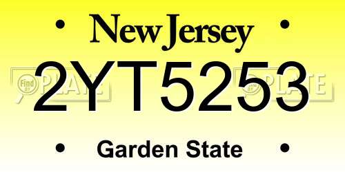 2YT5253 New Jersey License Plate