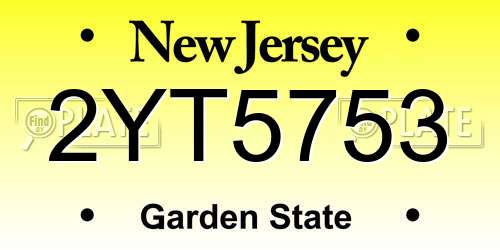2YT5753 New Jersey License Plate