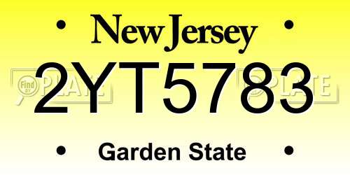 2YT5783 New Jersey License Plate