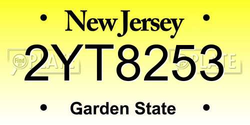 2YT8253 New Jersey License Plate
