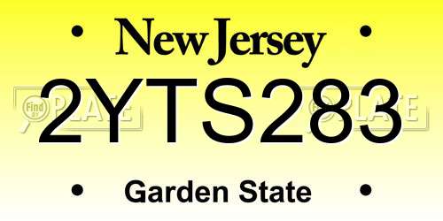 2YTS283 New Jersey License Plate