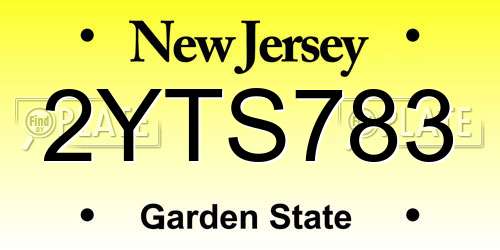 2YTS783 New Jersey License Plate