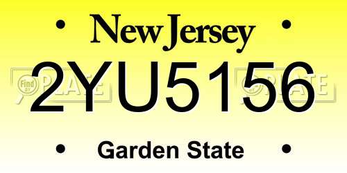 2YU5156 New Jersey License Plate
