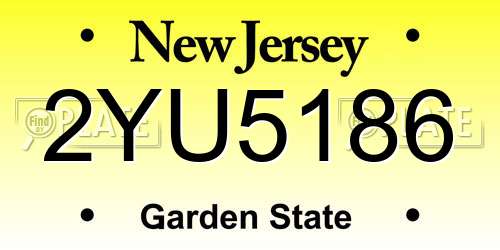 2YU5186 New Jersey License Plate