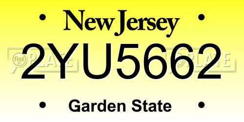 2YU5662 New Jersey License Plate