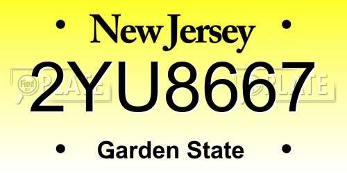 2YU8667 New Jersey License Plate