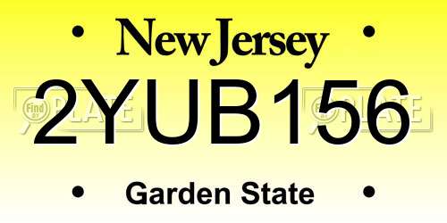 2YUB156 New Jersey License Plate