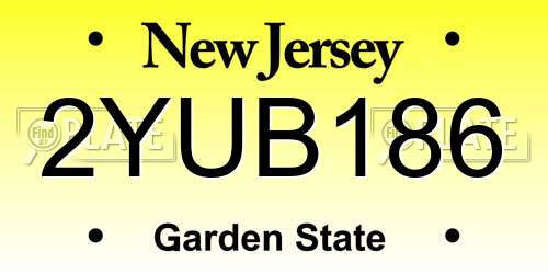 2YUB186 New Jersey License Plate