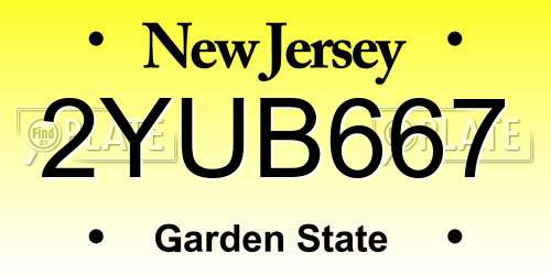2YUB667 New Jersey License Plate