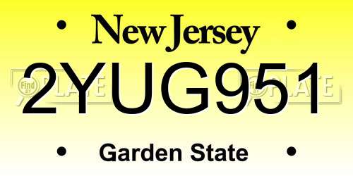 2YUG951 New Jersey License Plate