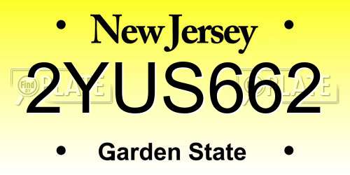 2YUS662 New Jersey License Plate