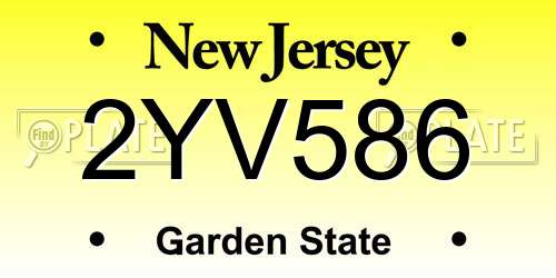 2YV586 New Jersey License Plate