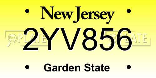 2YV856 New Jersey License Plate