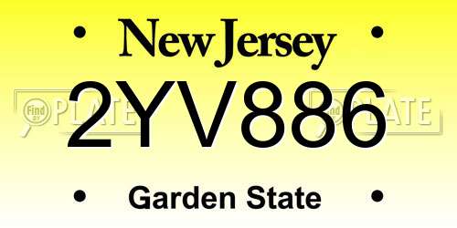2YV886 New Jersey License Plate