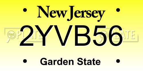 2YVB56 New Jersey License Plate