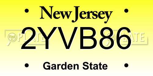 2YVB86 New Jersey License Plate