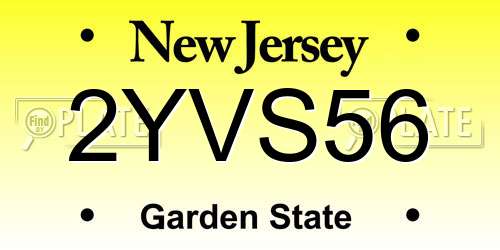 2YVS56 New Jersey License Plate
