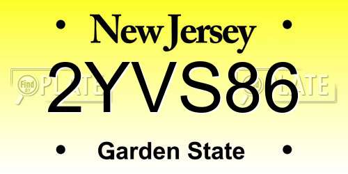 2YVS86 New Jersey License Plate