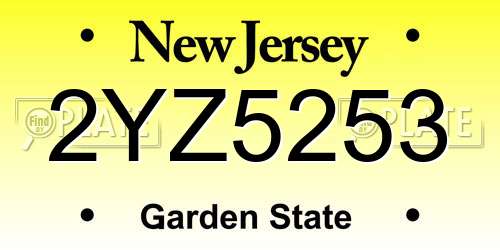 2YZ5253 New Jersey License Plate