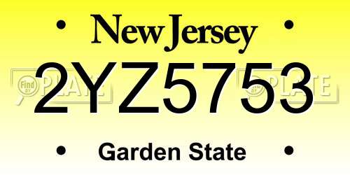 2YZ5753 New Jersey License Plate
