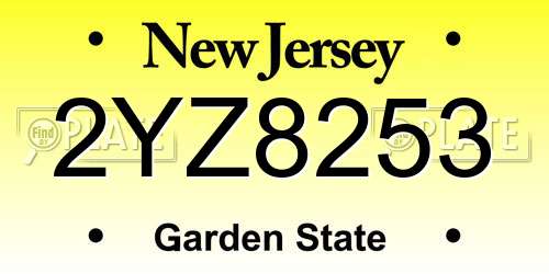 2YZ8253 New Jersey License Plate
