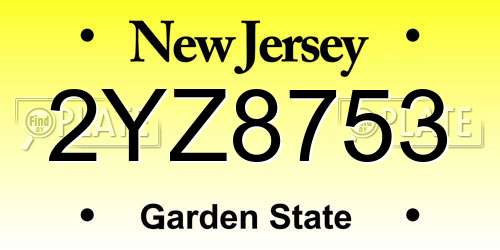 2YZ8753 New Jersey License Plate