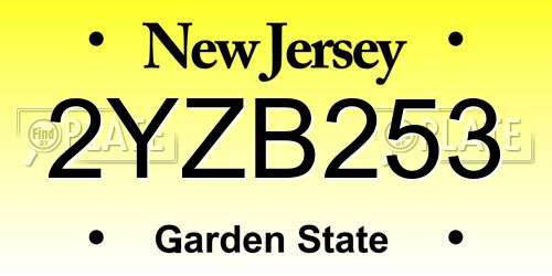 2YZB253 New Jersey License Plate
