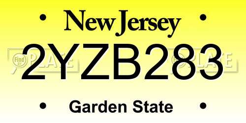 2YZB283 New Jersey License Plate