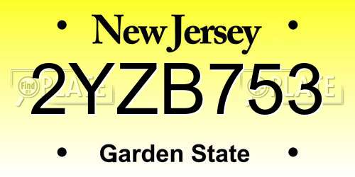 2YZB753 New Jersey License Plate