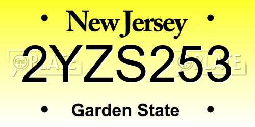 2YZS253 New Jersey License Plate