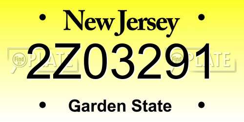 2Z03291 New Jersey License Plate