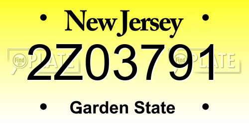 2Z03791 New Jersey License Plate