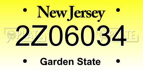 2Z06034 New Jersey License Plate