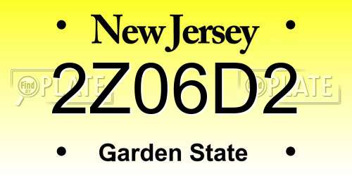 2Z06D2 New Jersey License Plate