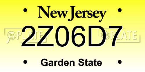 2Z06D7 New Jersey License Plate