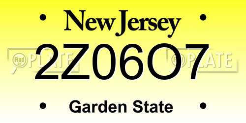 2Z06O7 New Jersey License Plate