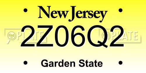 2Z06Q2 New Jersey License Plate