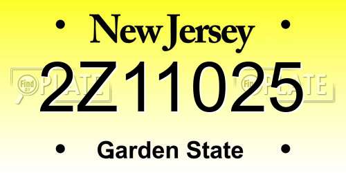 2Z11025 New Jersey License Plate
