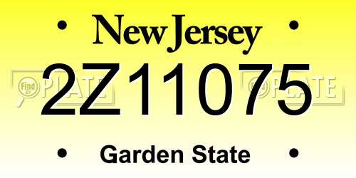 2Z11075 New Jersey License Plate