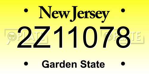 2Z11078 New Jersey License Plate